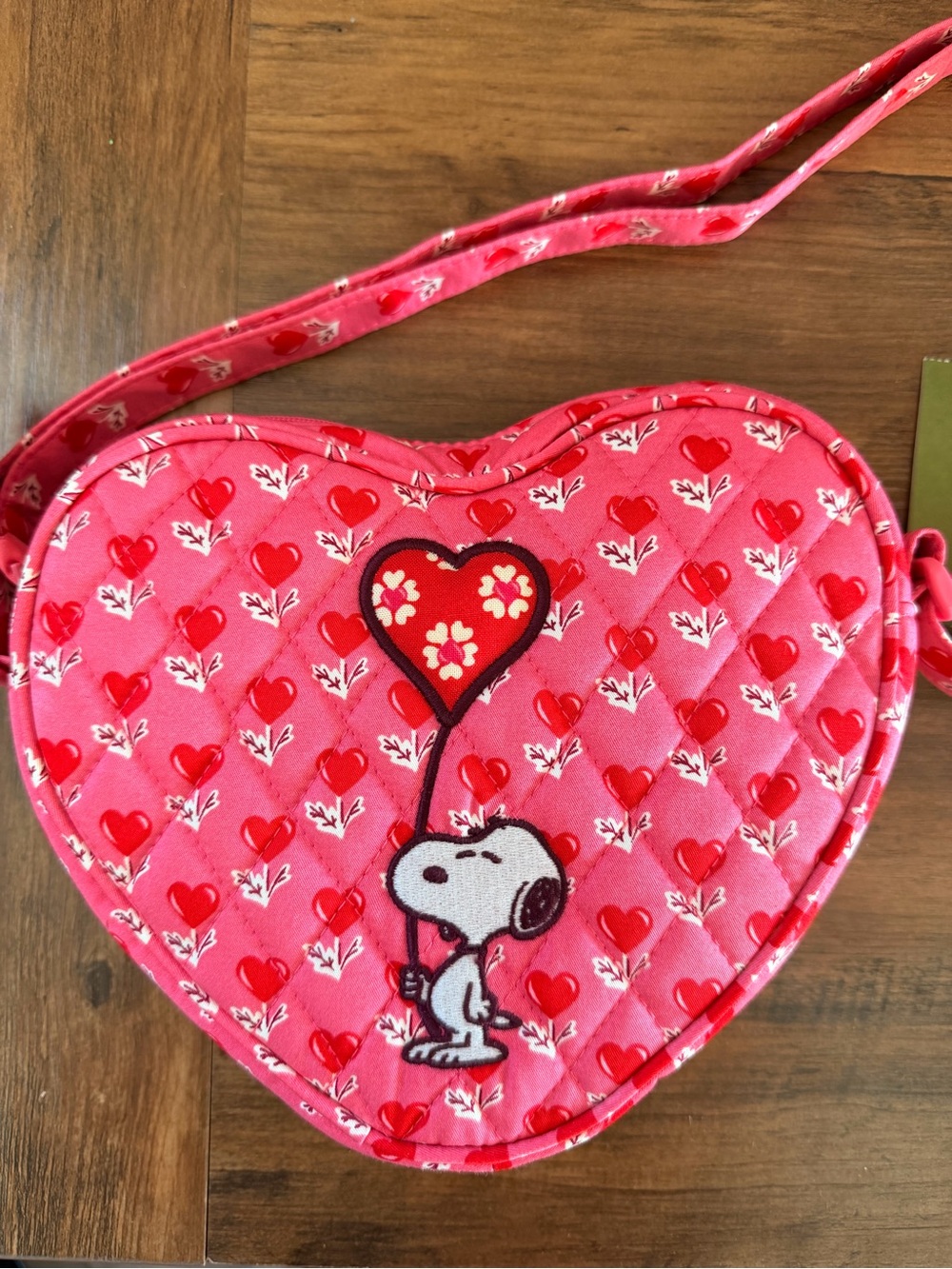 Vera Bradley Pink Heart Quilted Snoopy Kids Crossbody Bag